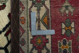 Close-up detail of 2000s Persian Gabbeh rug from Iran / Persia showing Wool weave