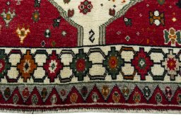 Central medallion detail of 2000s Persian Gabbeh rug from Iran / Persia