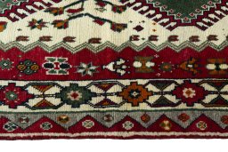 Close-up detail of 2000s Persian Gabbeh rug from Iran / Persia showing Wool weave
