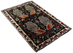 Close-up detail of 2000s Persian Gabbeh rug from Iran / Persia showing Wool weave
