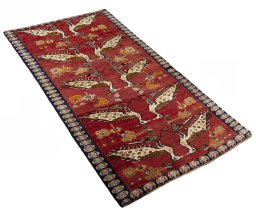 Close-up detail of 2000s Persian Gabbeh rug from Iran / Persia showing Wool weave