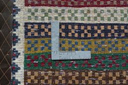 Full view of 2000s Persian Gabbeh rug from Iran / Persia, 97 × 62 cm in Multi Color tones