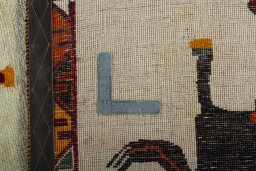 Close-up detail of 2000s Persian Gabbeh rug from Iran / Persia showing Wool weave
