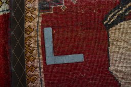 Close-up detail of 2000s Persian Gabbeh rug from Iran / Persia showing Wool weave