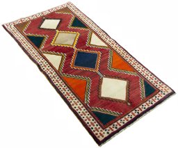 Close-up detail of 2000s Persian Gabbeh rug from Iran / Persia showing Wool weave