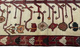 Close-up detail of 2000s Persian Gabbeh rug from Iran / Persia showing Wool weave