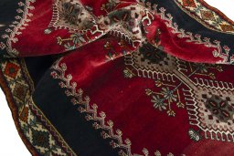Close-up detail of 2000s Persian Gabbeh rug from Iran / Persia showing Wool weave