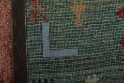 Close-up detail of 1970s Persian Gabbeh rug from Iran / Persia showing Wool weave