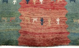 Central medallion detail of 1970s Persian Gabbeh rug from Iran / Persia