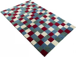 Close-up detail of 2000s Persian Gabbeh rug from Pakistan showing Wool weave