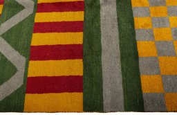 Close-up detail of New Persian Gabbeh rug from Iran / Persia showing Wool weave