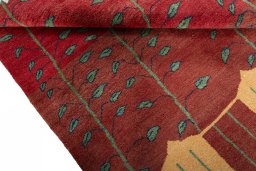 Full view of New Persian Gabbeh rug from Iran / Persia, 229 × 156 cm in Red tones