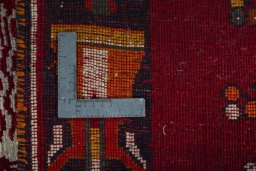 Close-up detail of 2000s Persian Gabbeh rug from Iran / Persia showing Wool weave