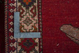 Close-up detail of 2000s Persian Gabbeh rug from Iran / Persia showing Wool weave