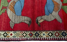 Close-up detail of 2000s Persian Gabbeh rug from Iran / Persia showing Wool weave
