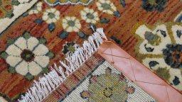 Close-up detail of New Persian Gabbeh rug from Iran / Persia showing Wool weave