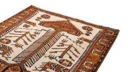 Surface texture of 2000s Persian Gabbeh rug with natural Wool and intricate pattern