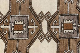 Close-up detail of 2000s Persian Gabbeh rug from Iran / Persia showing Wool weave