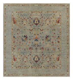 Full view of New Farahan rug from Pakistan, 164 × 152 cm in Beige tones
