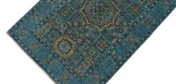 Backside of handmade New Mamluk rug showing knot structure and weave density