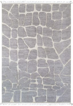 Full view of New Morocco rug from Pakistan, 296 × 205 cm in Gray tones