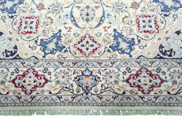 Full view of 2000s Nain rug from Iran / Persia, 318 × 212 cm in Beige tones