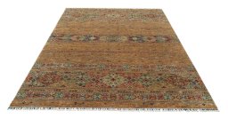 Surface texture of New Samarkand rug with natural Wool and intricate pattern