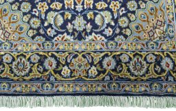 Full view of 2000s Kashan rug from Iran / Persia, 166 × 109 cm in Blue tones