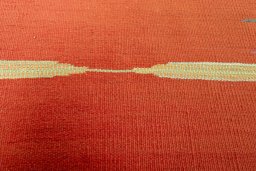 Backside of handmade New Kilim Sofre rug showing knot structure and weave density