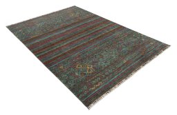 Corner detail of New Samarkand rug showing border pattern and Wool pile