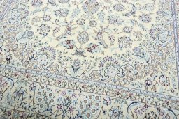 Close-up detail of 2000s Nain rug from Iran / Persia showing Wool weave