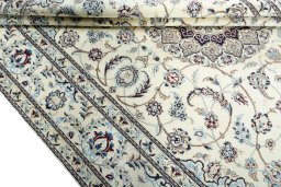 Close-up detail of New Nain rug from Iran / Persia showing Wool weave