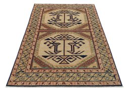 Surface texture of New Kazak rug with natural Wool and intricate pattern
