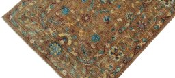 Backside of handmade New Farahan rug showing knot structure and weave density