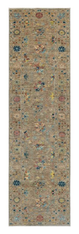 Full view of New Farahan rug from Pakistan, 293 × 81 cm in Beige tones