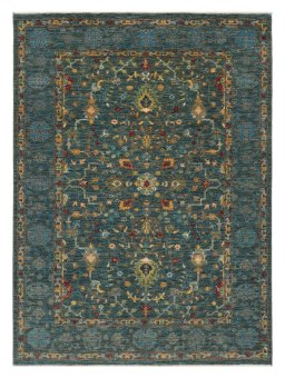 Full view of New Farahan rug from Pakistan, 200 × 146 cm in Green tones
