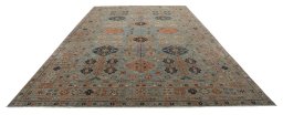 Surface texture of New Kazak rug with natural Wool and intricate pattern
