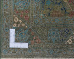 Corner detail of New Haj-jalili rug showing border pattern and Wool pile