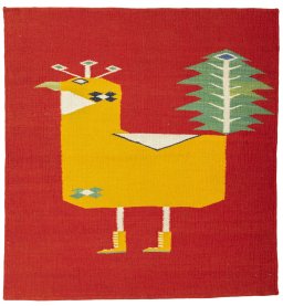Full view of New Kilim Dastan rug from Turkey, 103 × 96 cm in Multi Color tones
