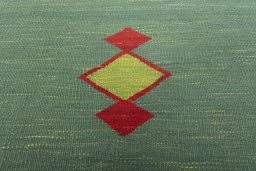 Backside of handmade New Kilim Sofre rug showing knot structure and weave density