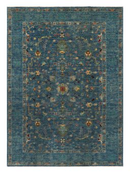 Full view of New Farahan rug from Pakistan, 225 × 168 cm in Green tones