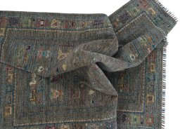 Full view of New Samarkand rug from Pakistan, 200 × 151 cm in Gray tones