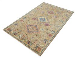 Close-up detail of New Kazak rug from Pakistan showing Wool weave