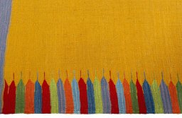 Close-up detail of New Kilim Sofre rug from Turkey showing Wool weave