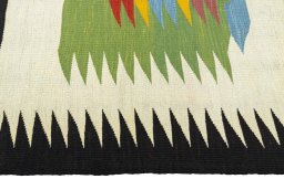 Close-up detail of New Kilim Sofre rug from Turkey showing Wool weave