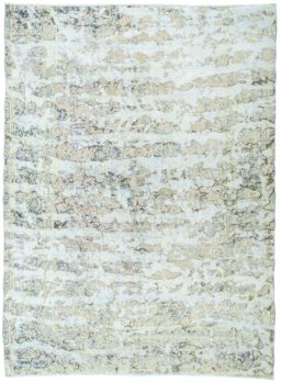 Full view of 1950s Vintage rug from Pakistan, 250 × 185 cm in Beige tones