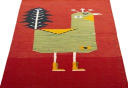 Close-up detail of New Kilim Dastan rug from Turkey showing Wool weave