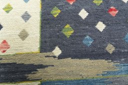 Backside of handmade New Kilim Dastan rug showing knot structure and weave density