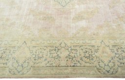 Corner detail of 1950s Vintage rug showing border pattern and Wool pile