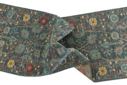 Full view of New Farahan rug from Pakistan, 246 × 77 cm in Green tones